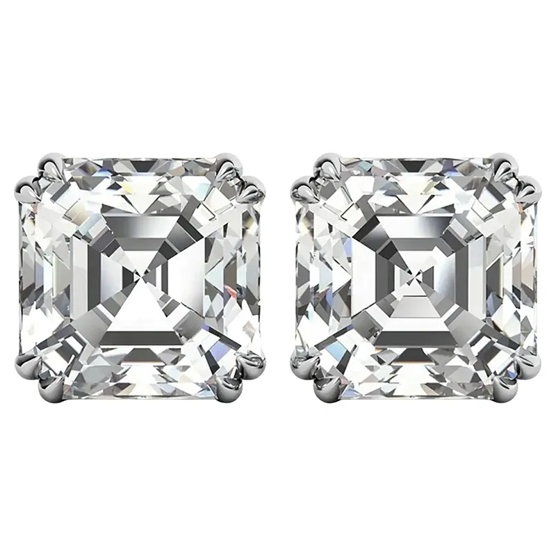 GIA Certified 44 Carat Asscher Cut Shape Diamond Studs 1 GIA Certified 44 Carat Asscher Cut Shape Diamond Studs