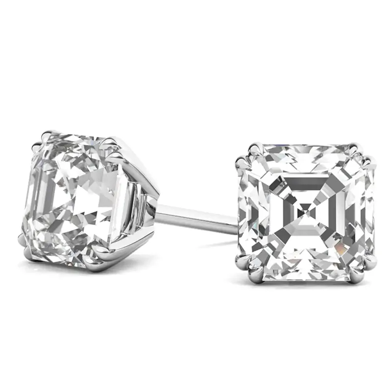 GIA Certified 44 Carat Asscher Cut Shape Diamond Studs 3 GIA Certified 44 Carat Asscher Cut Shape Diamond Studs
