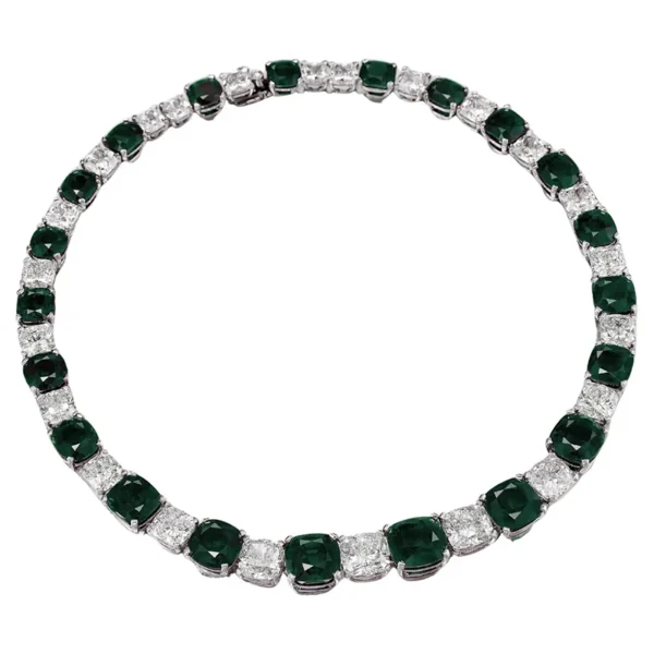 GIA 150 Carat Certified Green Emerald Diamond Necklace