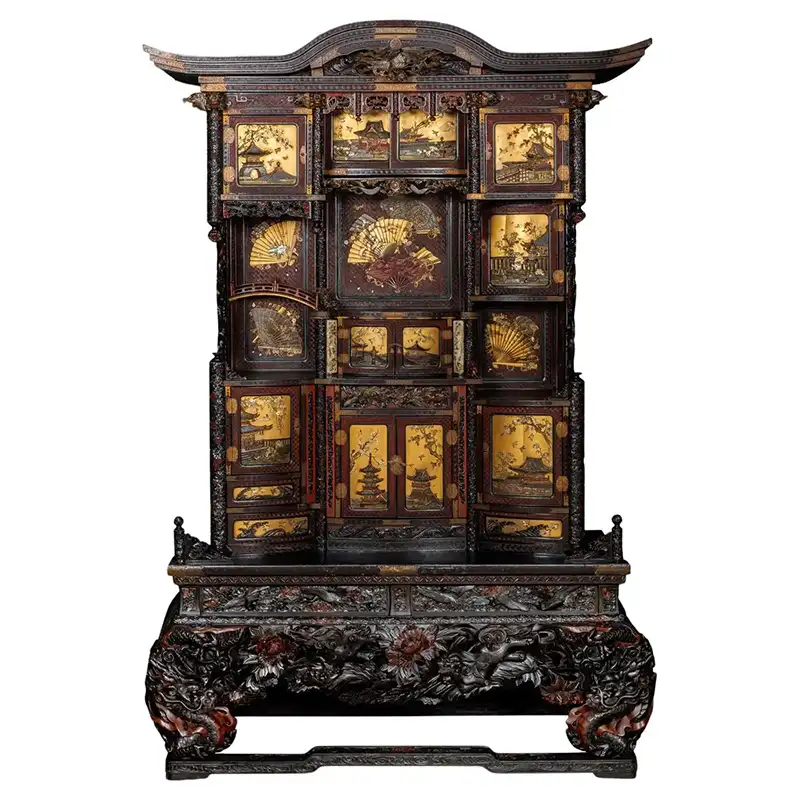 Stunning An Imperial Japanese Meiji Shibayama Tea Cabinet by The Tokugawa Samurai Clan 19c 1 An Imperial Japanese Meiji Shibayama Tea Cabinet by The Tokugawa Samurai Clan