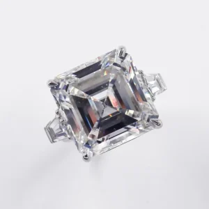 J. Birnbach GIA 21.13 Carats Ascher Cut Diamond Ring with Tapered Baguettes