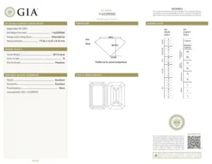 GIA Certified 20 Carat Emerald Cut Diamond Ring TYPE IIA Golconda Type