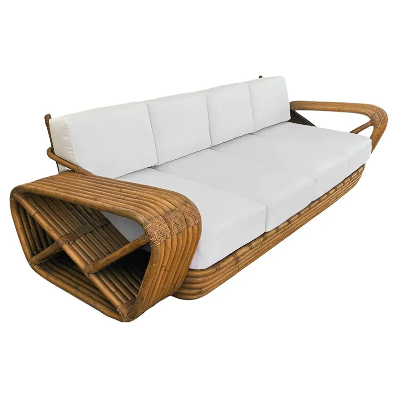 Stunning Original Historic Hand Made 9 Strand Square Pretzel Rattan Sofa By Paul T Frankl 1935 1 Original Historic Hand Made 9 Strand Square Pretzel Rattan Sofa By Paul T Frankl 1935