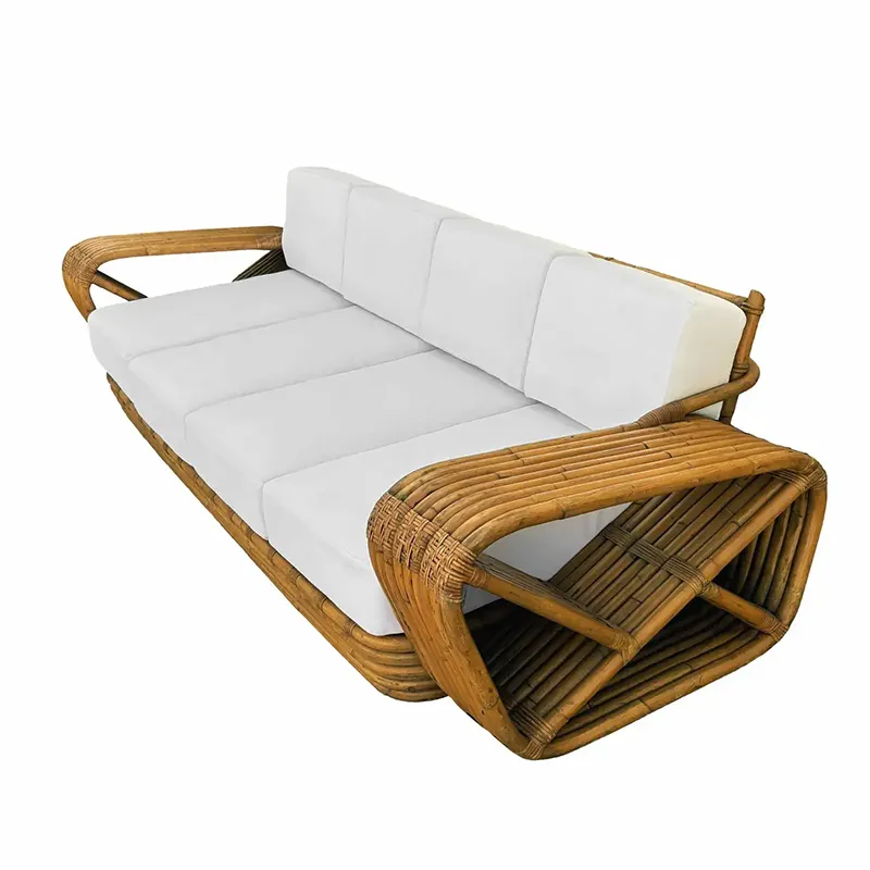 Stunning Original Historic Hand Made 9 Strand Square Pretzel Rattan Sofa By Paul T Frankl 1935 4 Original Historic Hand Made 9 Strand Square Pretzel Rattan Sofa By Paul T Frankl 1935