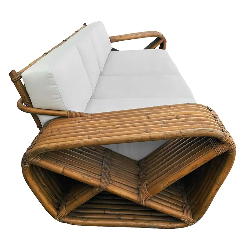 Stunning Original Historic Hand Made 9 Strand Square Pretzel Rattan Sofa By Paul T Frankl 1935 5 Original Historic Hand Made 9 Strand Square Pretzel Rattan Sofa By Paul T Frankl 1935