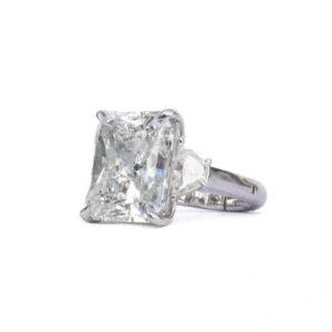 ec6 J. Birnbach GIA Certified 15.25 Carat H VS2 Radiant Diamond Three-Stone Ring