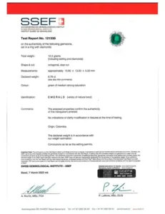 SSEF 6.78 Carat NO OIL Investment grade Emerald Ring
