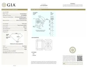 ef12 Exceptional GIA Certified 13.40 Carat Fancy Intense Radiant Diamond Ring