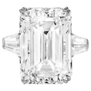 GIA Certified 10 Carat Emerald Cut Diamond Three Stone Ring in Platinum
