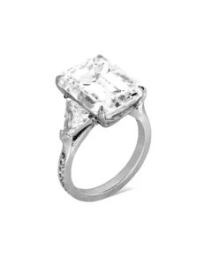 GIA Certified 7.40 Carat Emerald Cut Type IIA Diamond Platinum Ring