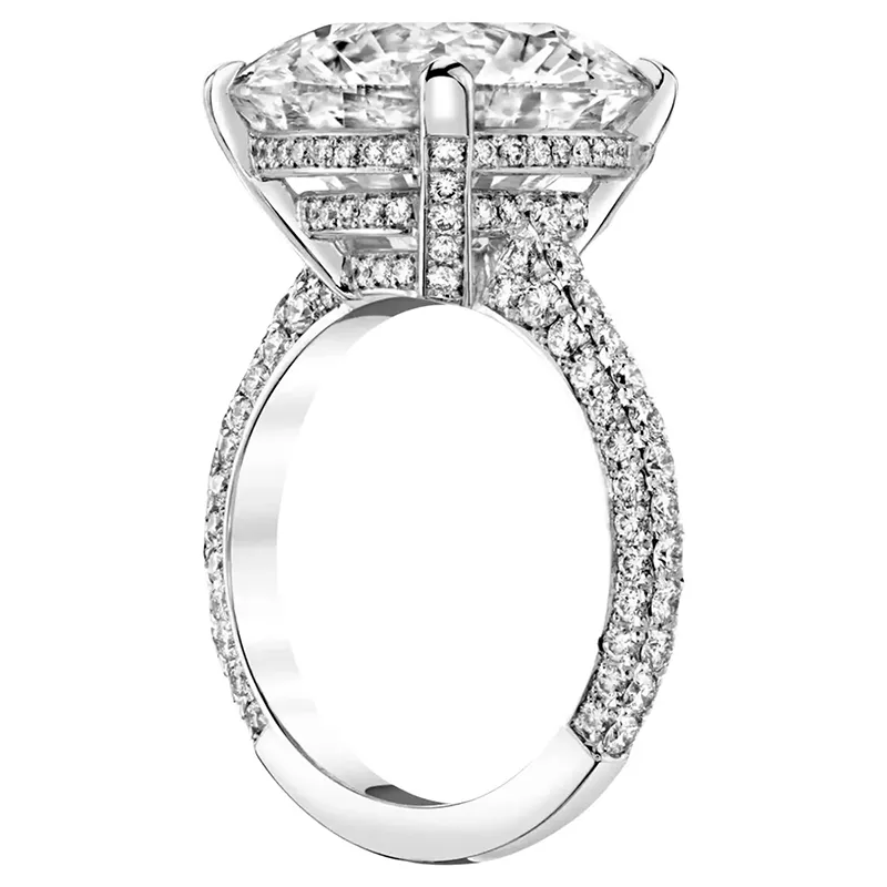 GIA Certified 7.33 Carat Round Cut Diamond Ring with Pavè in 18K White Gold 1 GIA Certified 7.33 Carat Round Cut Diamond Ring with Pavè in 18K White Gold