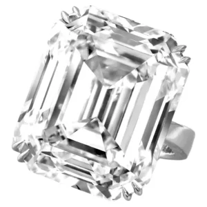 GIA Certified 24 Carat Emerald Cut Platinum Diamond Ring