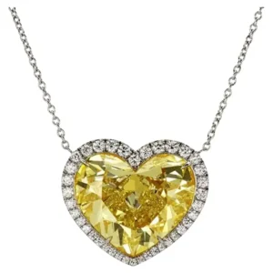 GIA Certified 20 Carat Heart Shape Fancy Yellow Diamond Pendant Necklace