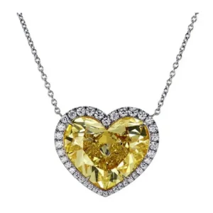 GIA Certified 20 Carat Heart Shape Fancy Yellow Diamond Pendant Necklace