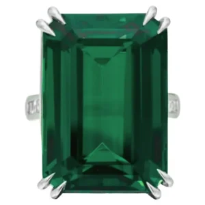 GRS Certified 18.34 Carat COLOMBIAN No Oil Emerald Cut Diamond Ring