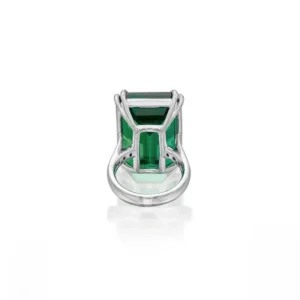 GRS Certified 18.34 Carat COLOMBIAN No Oil Emerald Cut Diamond Ring