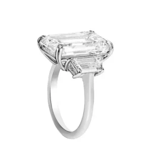 GIA Certified 17 Emerald Cut Diamond Platinum Ring