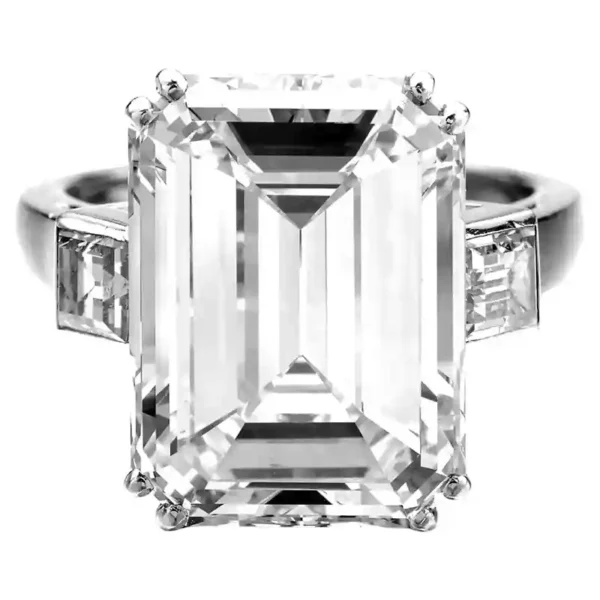 GIA Certified 10.14 Carat Emerald Cut Diamond Platinum Ring