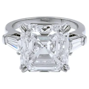 GIA Certified 5.06 Carat Square Emerald Cut Diamond Ring E Color VVS2 Clarity