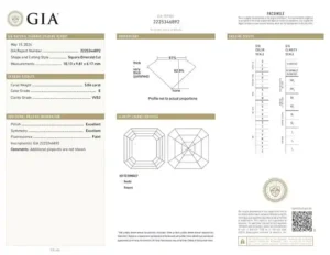 GIA Certified 5.06 Carat Square Emerald Cut Diamond Ring E Color VVS2 Clarity