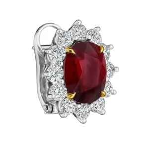 10.23ct Certified Natural Cushion Ruby & Diamond Halo Earrings in Platinum & 18K