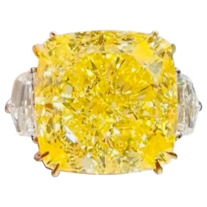 Emilio Jewelry Gia Certified 34.00 Carat Fancy Intense Yellow Diamond Ring