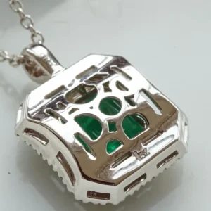 Emerald Diamond Pendant 3 Ct 0.41 Ct White Gold Panjshir Afghanistan Great Color 10 Emerald Diamond Pendant 3 Ct 0.41 Ct White Gold Panjshir Afghanistan Great Color