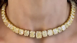 Alexander Beverly Hills GIA 116.80ct Yellow Diamond Tennis Riviera Necklace 18k
