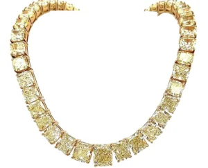 Alexander Beverly Hills GIA 116.80ct Yellow Diamond Tennis Riviera Necklace 18k
