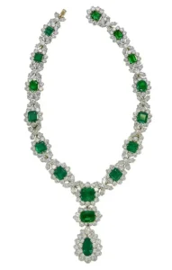 Bulgari Rome Elizabeth Taylor Style Colombian Emerald Diamond Necklace Set