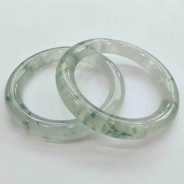 Important 1920s Glass Type Floating Flower Jadeite Bangles 段家玉 Duan Family Jade
