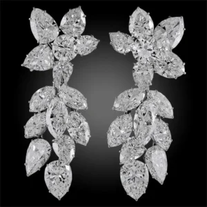 Harry Winston Diamond Cluster Platinum Chandelier Earrings