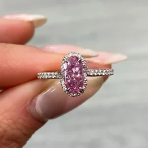 1.04ct Fancy Vivid Purple-Pink Oval Diamond Ring