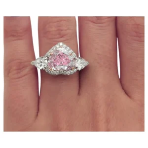 GRS Certified 3.19 Carat Heart Fancy Purplish Pink Diamond Ring