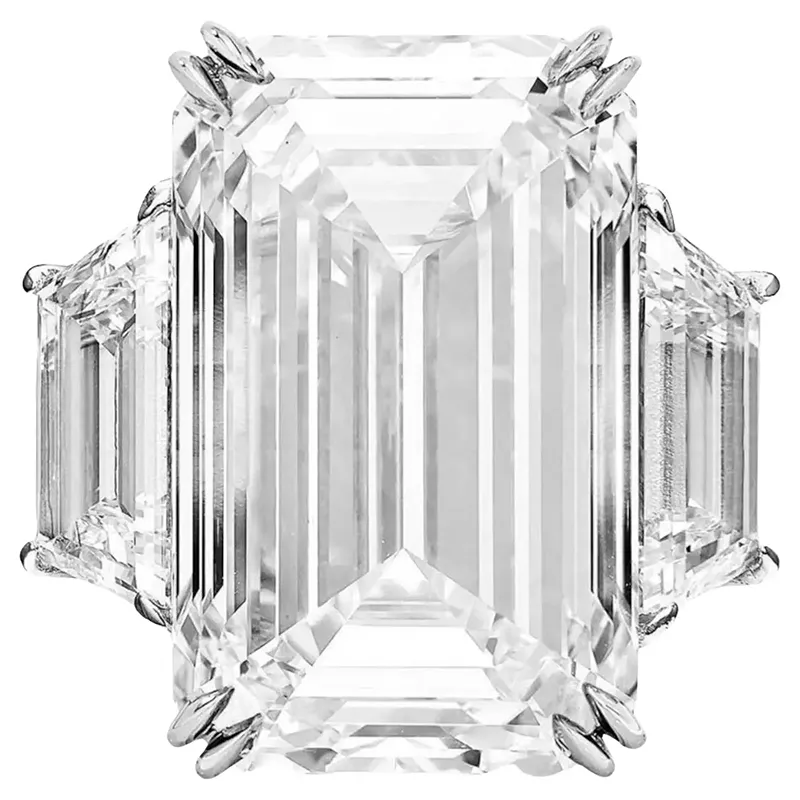 Luxury GIA Certified 10 Emerald Cut Diamond Platinum Ring 2 GIA Certified 10 Emerald Cut Diamond Platinum Ring