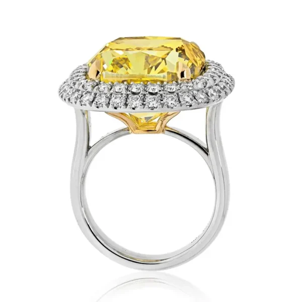 21 Carat Cushion Cut Fancy Deep Brownish Yellow VVS1 Double Halo Engagement Ring
