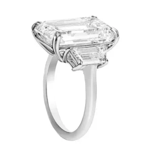 GIA Certified 10 Emerald Cut Diamond Platinum Ring