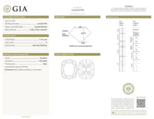 GIA Certified 6 Carat Cushion Brilliant Cut Diamond Engagement Ring E FLAWLESS