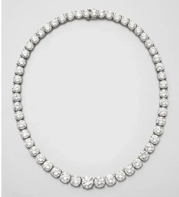 GIA Certified 104.00 Carat Natural Diamonds Platinum Riviera Necklace/Choker