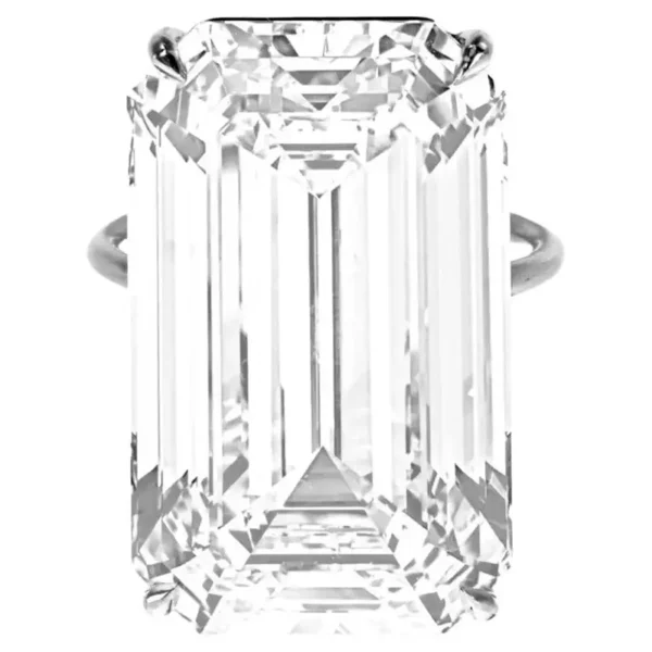 GIA Certified 20 Carat Emerald Cut Diamond Platinum Ring
