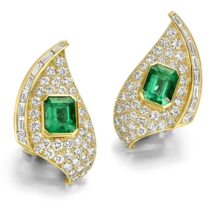 18 kt. Yellow Gold Adler Genève Set Necklace & Earrings With Emeralds & Diamonds 14 18 kt. Yellow Gold Adler Genève Set Necklace & Earrings With Emeralds & Diamonds