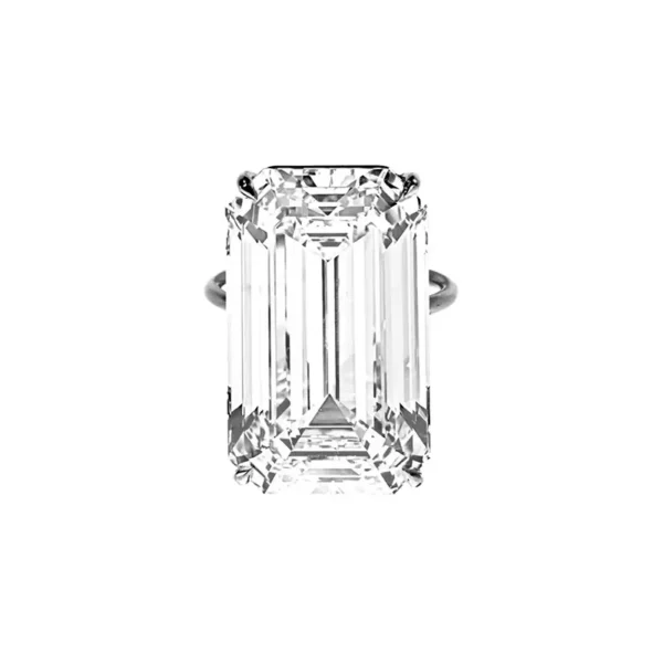 GIA Certified 20 Carat Emerald Cut Diamond Platinum Ring