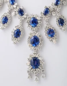 Sapphire and Diamond Earring and Necklace Set