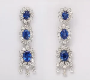 Sapphire and Diamond Earring and Necklace Set