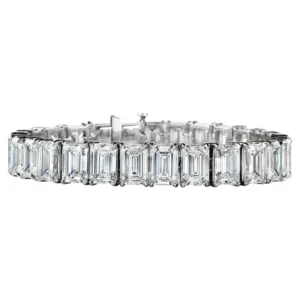 GIA Certified 54.52 Carat Emerald Cut Diamond and Platinum Tennis Bracelet