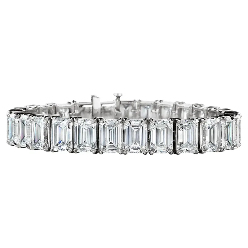 GIA Certified 54.52 Carat Emerald Cut Diamond and Platinum Tennis Bracelet 1 GIA Certified 54.52 Carat Emerald Cut Diamond and Platinum Tennis Bracelet