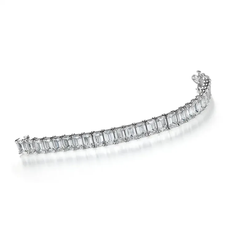 GIA Certified 54.52 Carat Emerald Cut Diamond and Platinum Tennis Bracelet 3 GIA Certified 54.52 Carat Emerald Cut Diamond and Platinum Tennis Bracelet