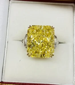 Emilio Jewelry Gia Certified 23.00 Carat Fancy Intense Flawless Diamond Ring