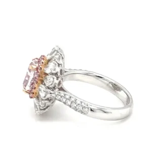 GIA Certified 2.55 Carat Cushion Cut Pinkish Purple Diamond Engagement Ring