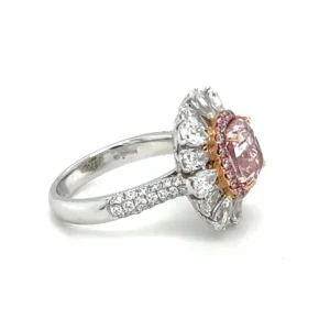 GIA Certified 2.55 Carat Cushion Cut Pinkish Purple Diamond Engagement Ring